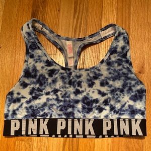 PINK blue the dye sports bra size large